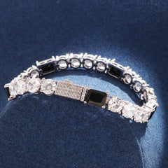 Black and White Iced Out Tennis Chain VVS D Moissanite Tennis Jewelry New Design Rectangle Diamonds Tennis Chain