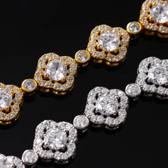 Ice Stone Four Leaf VVS Moissanite Silver Bracelet