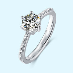 Handmade Wedding Band Classic Design Jewelry 14k White Gold Engagement Moissanite Stone Ring