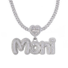 Ice Stone Custom Letter Pendant with Heart