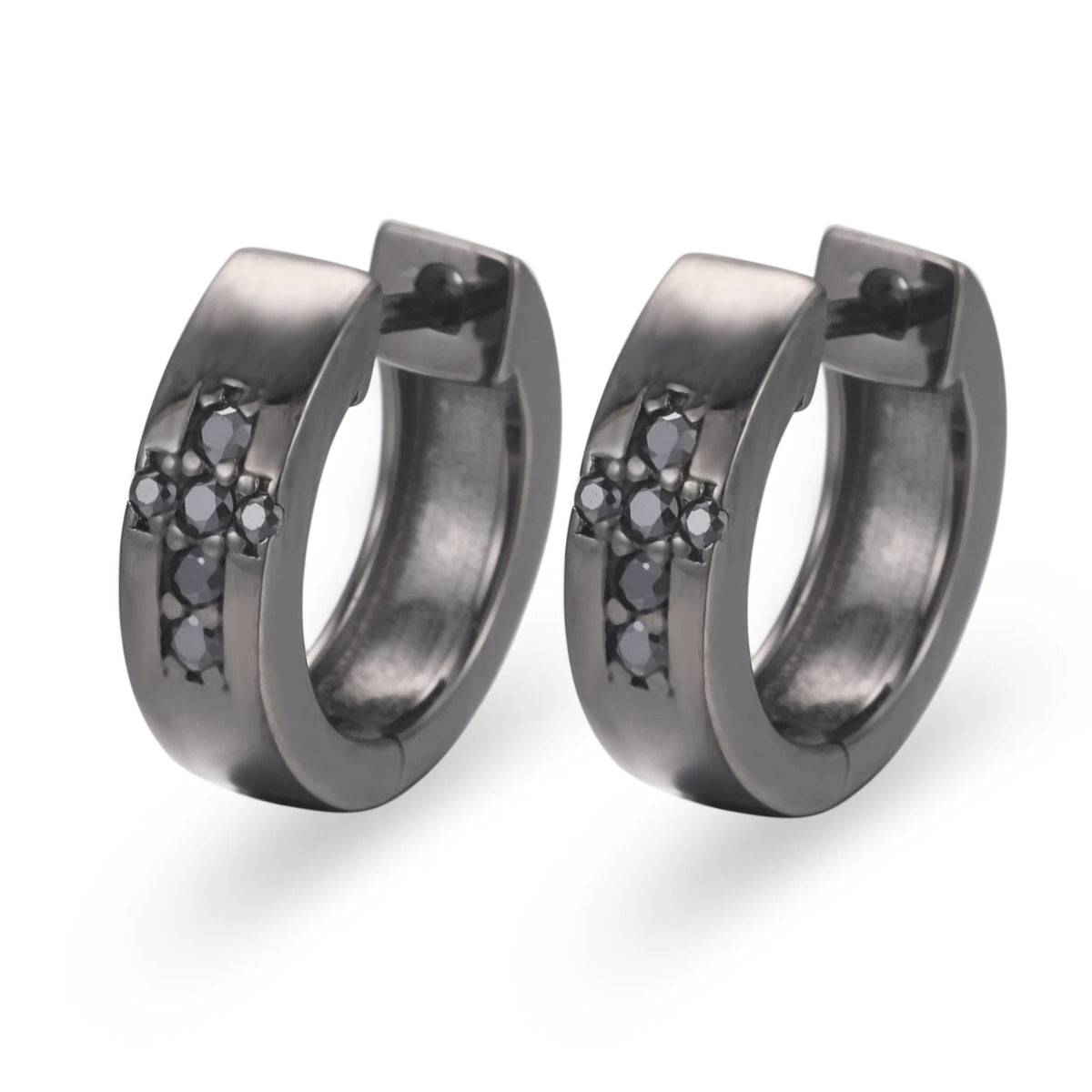 Luxury VVS Black Moissanite Cross Hoop Earrings Pass Diamond Tester Top Quality 925 Sterling Silver Cross Earrings