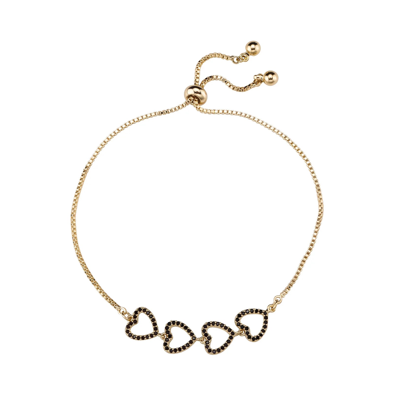 Ice Stone Simple Mix Match 14K Gold Plated Heart Bracelet