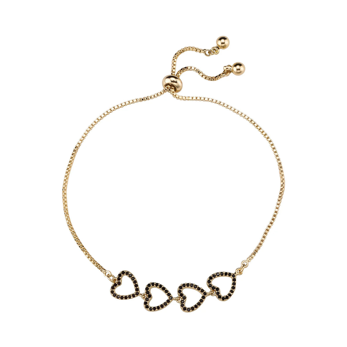 Ice Stone Simple Mix Match 14K Gold Plated Heart Bracelet