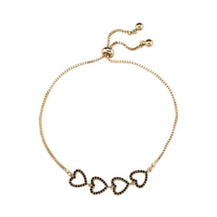 Ice Stone Simple Mix Match 14K Gold Plated Heart Bracelet