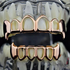 Hip Hop Teeth Grillz Set Silver Gold Tooth Top Bottom Punk False Dental Grills for Women Men Body Jewelry Cosplay Party