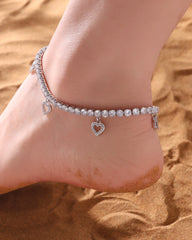 Ice Stone Trendy 4mm Iced Butterfly Tennis Anklet 18K Gold Plated Jewelry