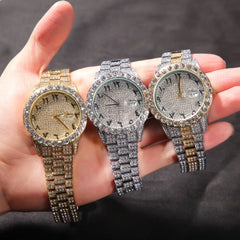 Ice Stone Luxury Bling Full Iced Out Diamond Quartz Watch