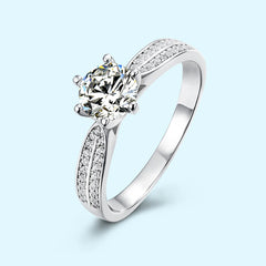 6.5mm 1.0 Ct 925 Silver Bridal Rings Customizable Classic Moissanite Engagement Ring
