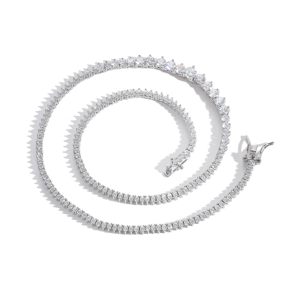 New Fashion Iced Out Tennis Chain Necklaces Hip Hop Graduated Size CZ Diamond Tennis Necklace 18K Gold Plated Women Gift