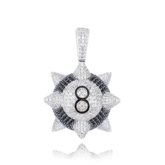 New Iced out Trippieredd Inspired Sport Spike 8-ball Billiard Ball Number 8 Pendant Necklace With Free Chain Hip hop Jewelry