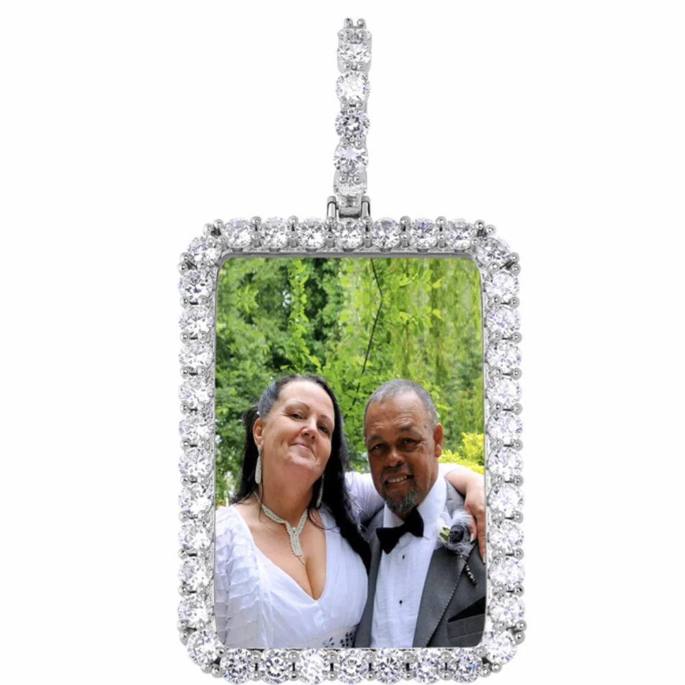 Ice Stone Personalized Rose Gold Picture Iced Out Memory Pendant