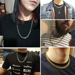 Ice Stone 316L Stainless Steel Gold Cuban Link Necklace