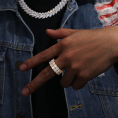 Ice Stone Luxury 0.5ct VVS1 Moissanite 2 Row Men’s Ring