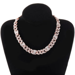 Ice Stone 16mm 12mm Cuban Link Necklace