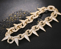 Ice Stone Big Rivet Punk Gold Silver Tennis Necklace