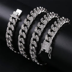 Ice Stone Gold Silver Iced Out Miami Cuban Chain