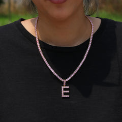 Ice Stone Pink CZ Tennis Chain Necklace