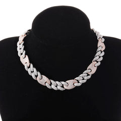 Ice Stone 16mm 12mm Cuban Link Necklace