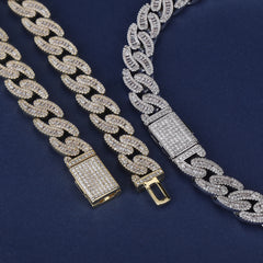 Ice Stone 14mm Oval Iced Out CZ Cuban Chain