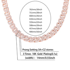 Ice Stone 14mm Oval Iced Out CZ Cuban Chain