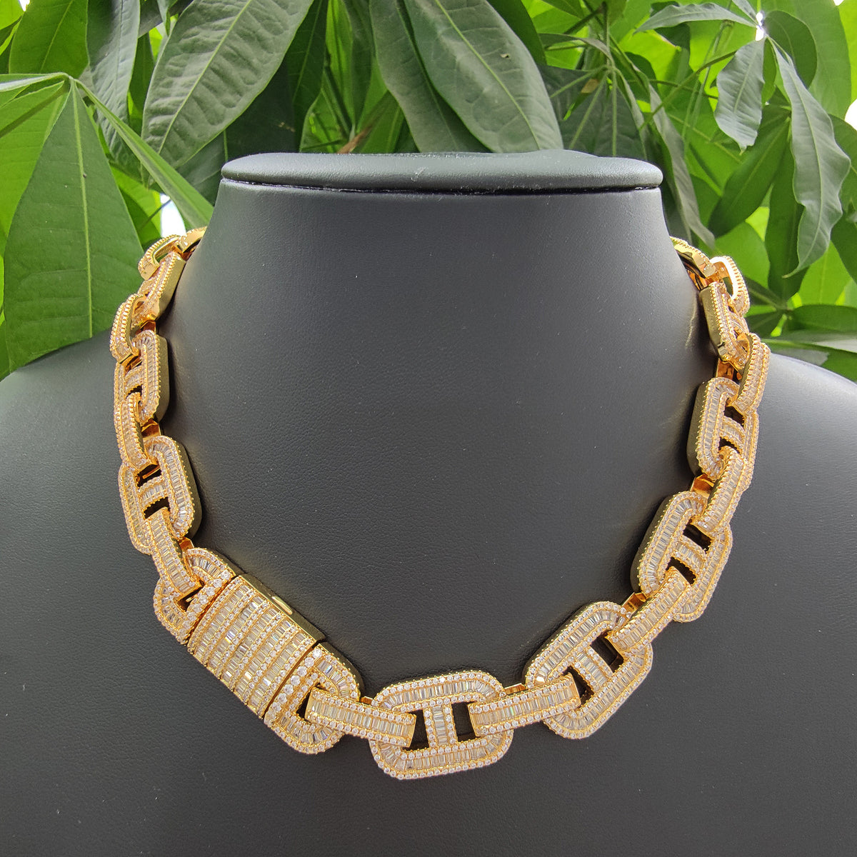 Ice Stone 15mm Coffee Beans CZ Bling Necklace