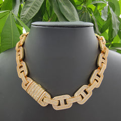 Ice Stone 15mm Coffee Beans CZ Bling Necklace