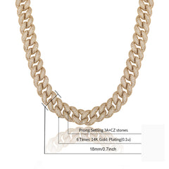 Ice Stone 18mm Gold Plated Miami Cuban Chain