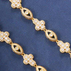 Ice Stone Gold Plated Evil Eye Cuban