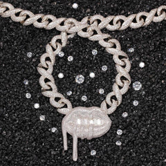 Ice Stone Men’s Iced Out Lip Necklace