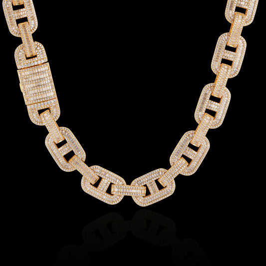 Ice Stone 15mm Hollow Baguette Cuban Link Chain
