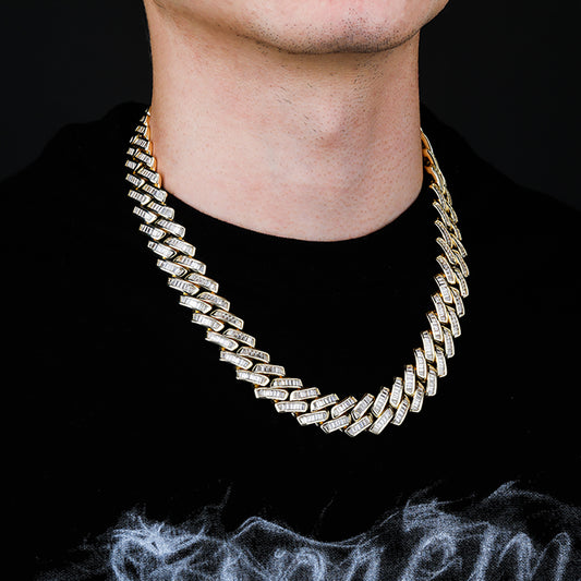 Ice Stone 18mm Hip Hop CZ Gold Chain Set