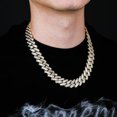 Ice Stone 18mm Hip Hop CZ Gold Chain Set