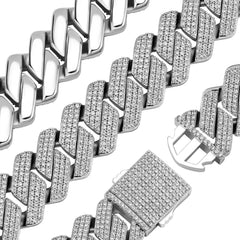 Ice Stone 20mm Triple Row CZ Prong Bracelet