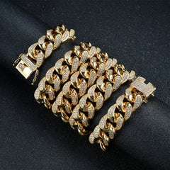Ice Stone 18k Gold Cuban Link Chain