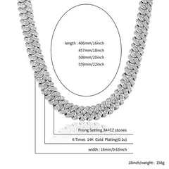 Ice Stone 16mm Cuban Link Iced Out Jewelry