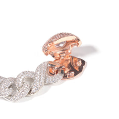 Ice Stone 16mm Pink Two Tone Cuban Necklace