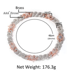 Ice Stone 16mm Pink Two Tone Cuban Necklace