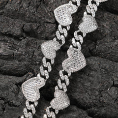 Ice Stone 13mm Heart Cuban Chain Necklace