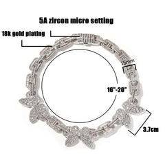 Ice Stone 16mm Butterfly White Gold CZ Cuban Chain