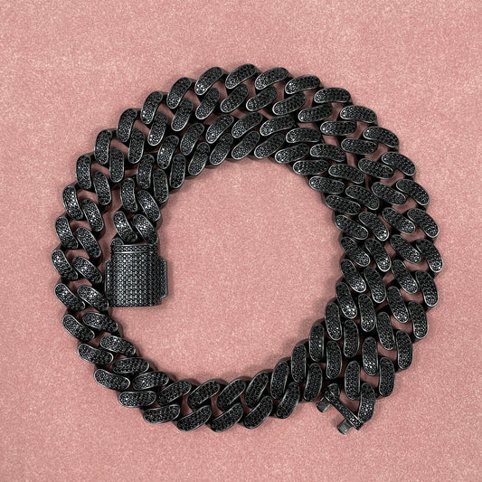 Ice Stone 20mm Black CZ Miami Cuban Chain