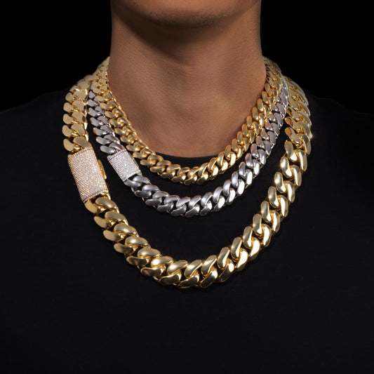 Ice Stone 10-22mm Real Gold Cuban Chain