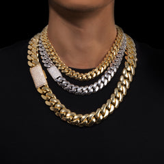 Ice Stone 10-22mm Real Gold Cuban Chain