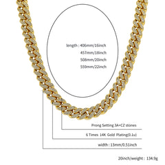 Ice Stone 13mm Punk Two-Row CZ Necklace