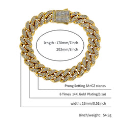 Ice Stone 13mm Punk Two-Row CZ Necklace