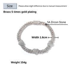 Ice Stone 16mm Mixed Color Heart Necklace