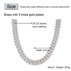 Ice Stone 18mm 4-Row Diamond Cuban Necklace