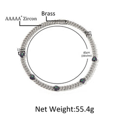 Ice Stone 9mm Broken Heart Cuban Necklace