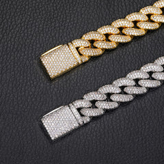 Ice Stone 15mm Bubble Diamond Cuban Bracelet Gold Plated
