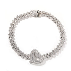 Ice Stone 14mm Baguette Heart Cuban Necklace