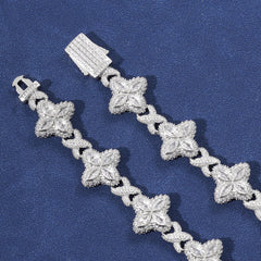 Ice Stone 16mm White CZ Clover Necklace